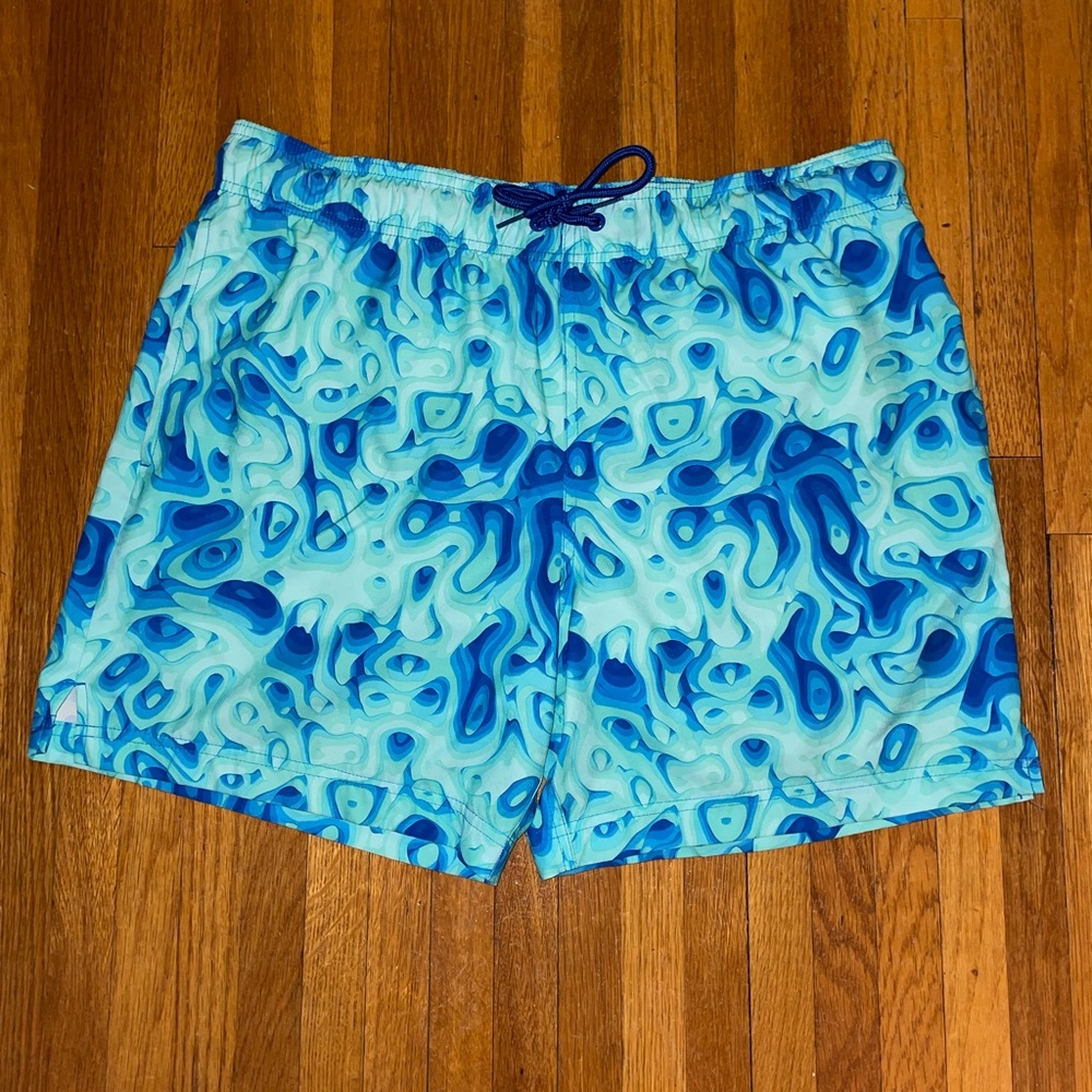 Blue Swirly Swim Shorts